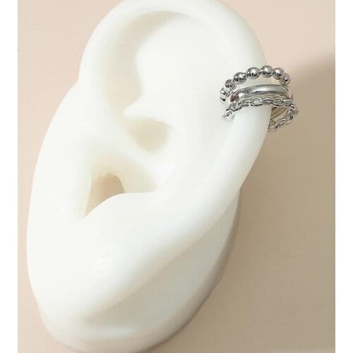 Retro Multi-layer Beaded Chain C-shaped Ear Cuff for Women No Pierced Earcuff Clip Earring Ear Bone Fake Cartilage Jewerly Gift
