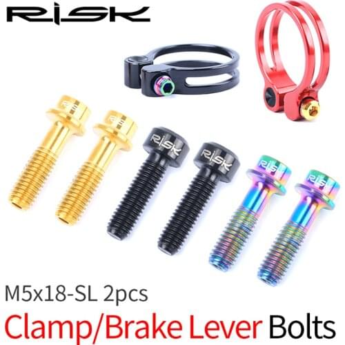 RISK M5*18mm Titanium Alloy Hollow Screw Brake Handle Seat Clamp Fixing Bolts MTB Road Bicycle Screws Cycling Accessories Black