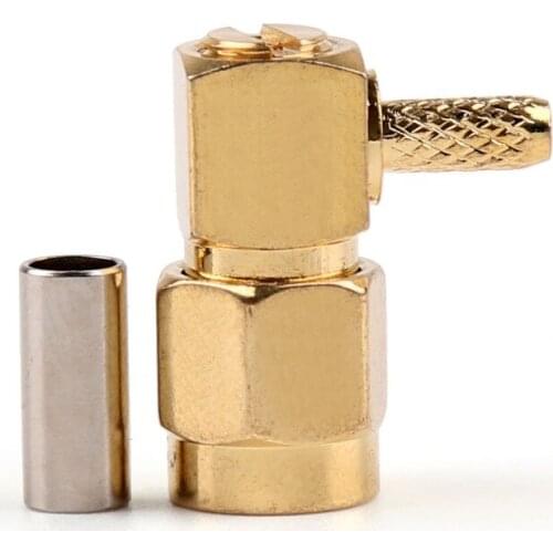 Areyourshop SMA Male Plug 90 degrees Crimp RG174 RG316 LMR100 Cable Right Angle 10Pcs Connector 50ohm Plug Jack