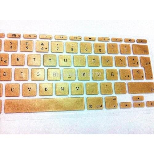 For Apple MacBook Air 11.6 inch 11" EU Metallic Gold Spanish UK EU Silicone Keyboard Cover Skin Protector For Mac book 11" 11.6