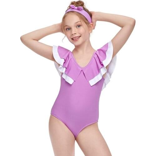 2021 one-piece swimsuit double ruffled cute childrens swimwear swimsuit women
