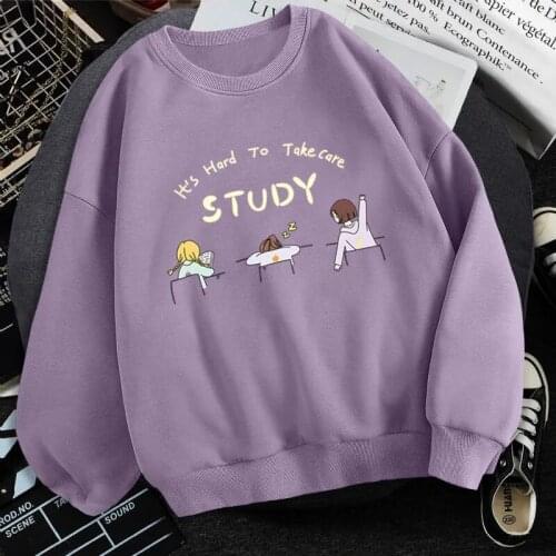 Harajuku Streetwear Classmate Printed Oversized Hoodies Tops Cotton Fashion Women Casual High Street Kawaii Pullover Sweatshirts