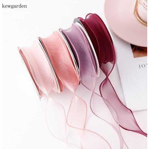 Kewgarden Packing Wavy Organza Ribbon 40mm 1.5" Handmade Tape DIY Bowknot Hair Accessories Satin Ribbons Webbing 10 Yards