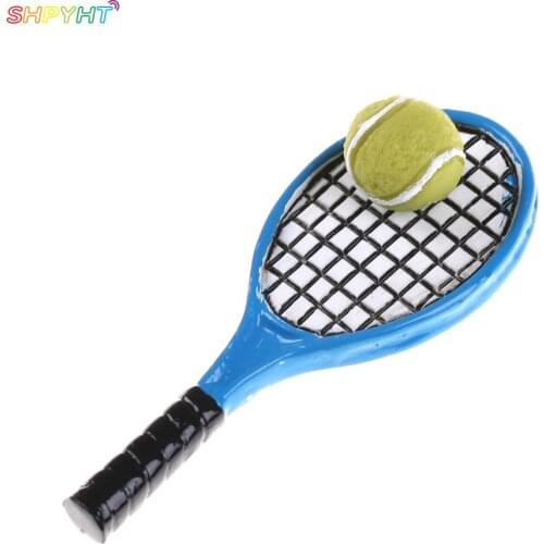 High Quality2PCS/set 1:12 Miniature Dollhouse Accessory Children Garden Mini Tennis Racket & Ball Xmas Christmas Gift