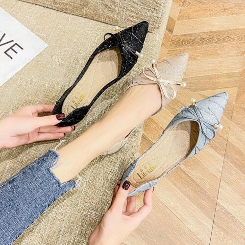 Pointed Bowknot Flat Shoes Women 2021 New Autumn Fashion Shallow Mouth Casual Black Comfortable Soft Sole Large Size 41 42 43