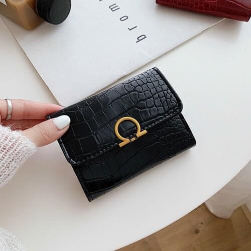 Womens short hand wallet 2021 new stone pattern simple fashion small clip multi card card bag