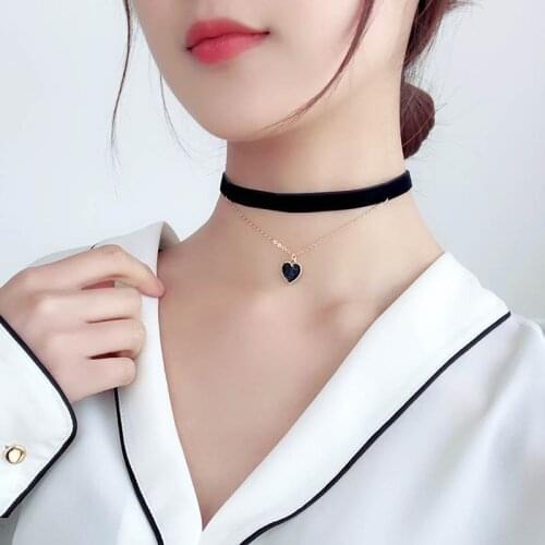 Fashion Simple Heart Chain Necklace For Women Double-layer Sweet Jewelry Choker Necklaces Ladies Valentine Gifts