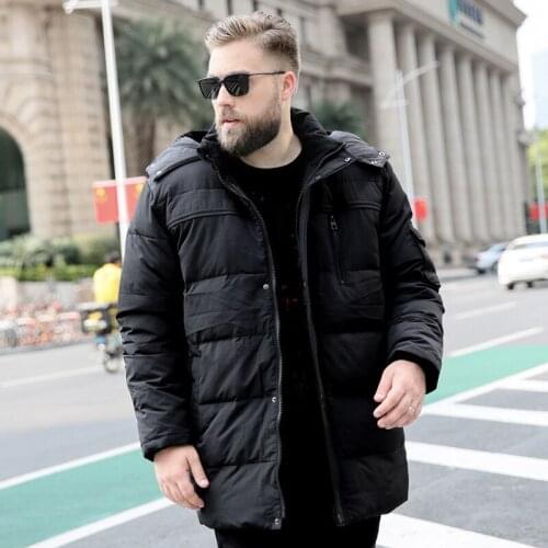 2019 Winter Fashion Mens Plus size Cotton Coat Mens Thick long section Casual Hooded Park Black jacket More Size XL-9XL 10XL
