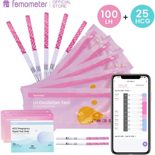 100+25 Pcs Femometer Ovulation Test Sensitive Combo Fertility Predictor Testing Kit тест на овуляцию