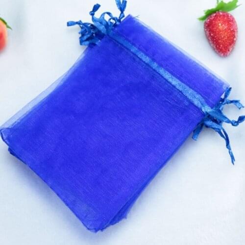 1000pcs/lot Royal Blue Organza Bags 9x12cm Tulle Jewelry Package Pouches Small Wedding Favor Candy Gift Bag Packaging Bags