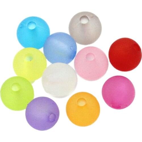 1000pcs plastic Spacer Beads Frosted Round Ball Random Color 6mm(2/8")Dia