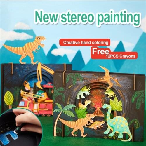 3D dinosaur drawing toys set Painting childrens toys kindergarten education diy crafts kids toys for girls toys for children 05