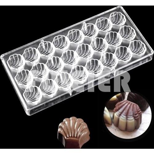 3D Shell Shaped Polycarbonate Mold For Chocolate Baking Pastry BonBon Candy Mould Confectionery Tool Bakeware