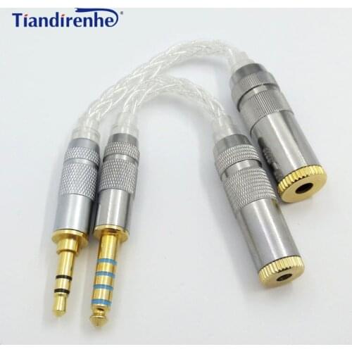 4.4mm Female to 3.5mm Male Adapter 8 Core Silver Plated Audio Cord 3.5mm Female to 4.4 Male for HIFI MP3 Music Player