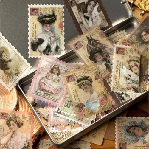 60pcs/pack Retro Stamp Sticker Time Post Office Series Kawaii Stationery Stickers Vintage DIY Scrapbooking Diary Albums Supplies