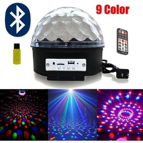 9Color Magic Ball Stage Lamp Disco Light Bluetooth Battery Power Portable Music Player Sound Control Laser Projector Night Night