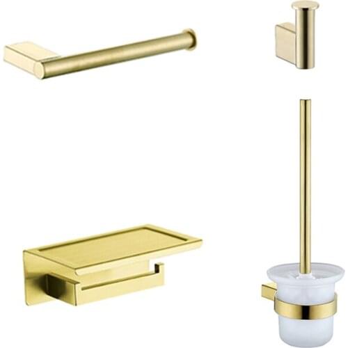 Bathroom Accessories Towel Ring Double Paper Holder Phone Platform Storage Shelf Rack Soap Dispenser Robe Hook Cup Holder Gold