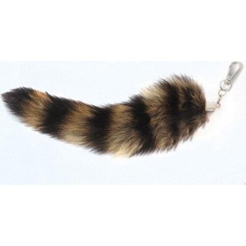 Cute Fox Racoon Tail Keychain Fur Pendant Key Chain Bags Charm Keys Holder Couple Keyrings XIN-Shipping