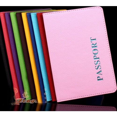 Travel Accessories Candy Color Gold Stamp Passport Holder PU Leather Travel Passport Cover Case Card ID Holders 14cm*9.6cm