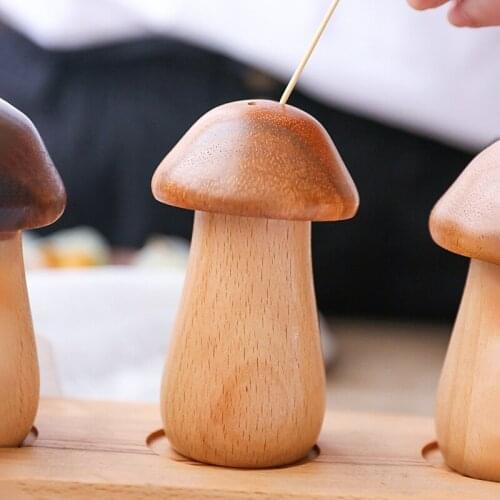 Wooden Toothpick Holder Personalized Mushroom Simple Toothpick Box Household Toothpick Holder Creative Home Toothpick Bottle