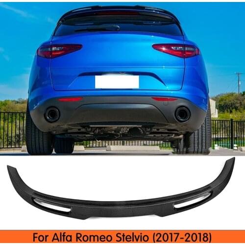 For Alfa Romeo Stelvio 2017 - 2018 Carbon Fiber rear boot Wing Spoiler Rear Roof Spoiler Wing Trunk Lip Boot Cover Car Styling