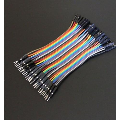 Hellotronics Premium 40P 100mm Dupont Ribbon Cables 40 Pins Connected M/F 40-pack Male Female Breadboard Jumper Wires