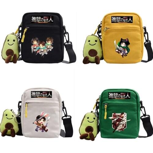 Anime Cartoon Attack On Titan Canvas Shoulder Handbag Bag Casual School Students Book Travel Messenger Bag