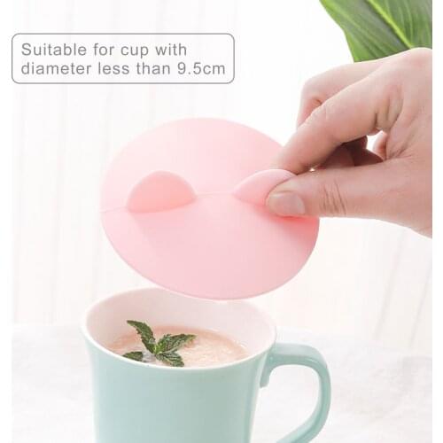 Beauty Cat Ear Style Silicone Leakproof Coffee Mug Airtight Sealed Cup Cover Airtight Sealed Cover Durable Kitchen Supplies