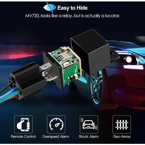 MV720 Motorcycles Mini Car Relay GSM Locator System Alarm Locator GPS Tracker For Car Real Time Track Vibrate Alert FREE APP