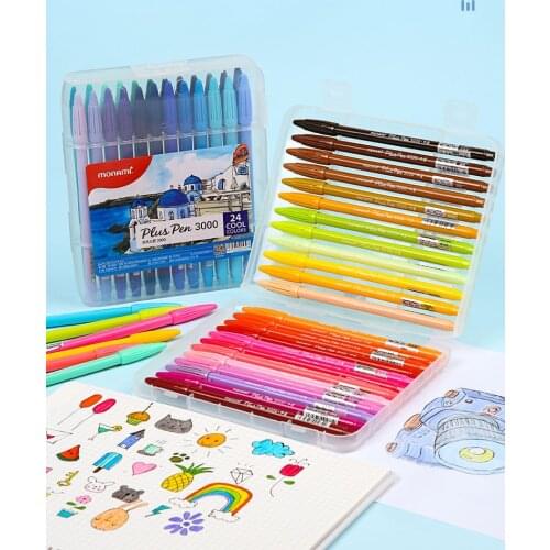 Monami Plus Pen 3000 48 Colors/Box Watercolor Pen Set Student Color Fine Pen Candy Colors 0.4mm Hook Line Pen Art Supplies
