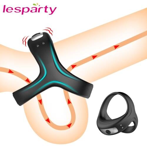 Male Vibrating Penis Ring Chastity Cage Cock Ring Delay Ejaculation Mens Penis Ring Vibrator Sex Toys For Men Masturbator