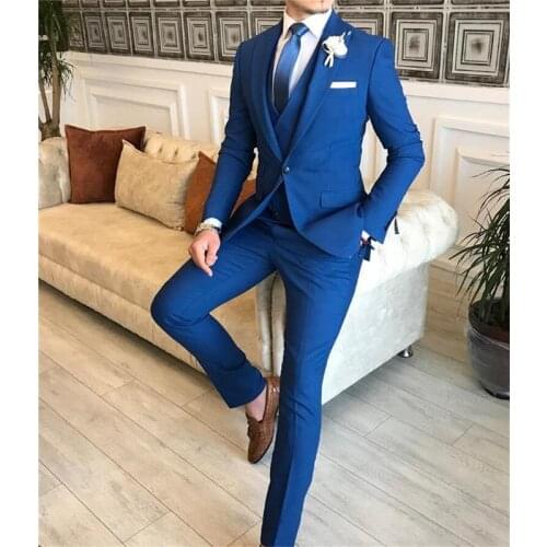 New Arrival 3 Pcs Men Suits Wedding Groomsmen Tuxedos Peaked Lapel Suits Design for Wedding Dinner Party Business Men Suits Tuxo