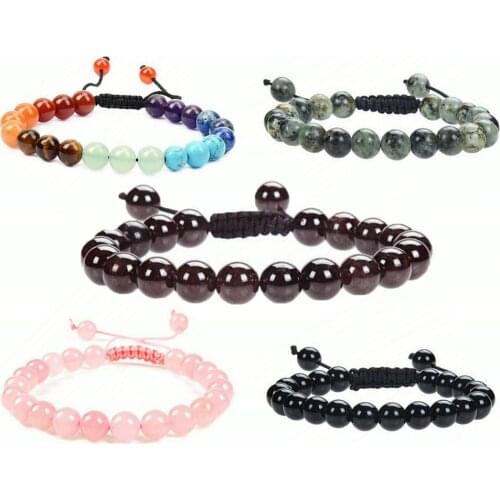 Natural Stone Tiger Eye Lapis Lazuli Pink Quartz Bracelet Men Charm Chakra Reiki Yoga Buddha Beads Bracelets For Women Jewelry