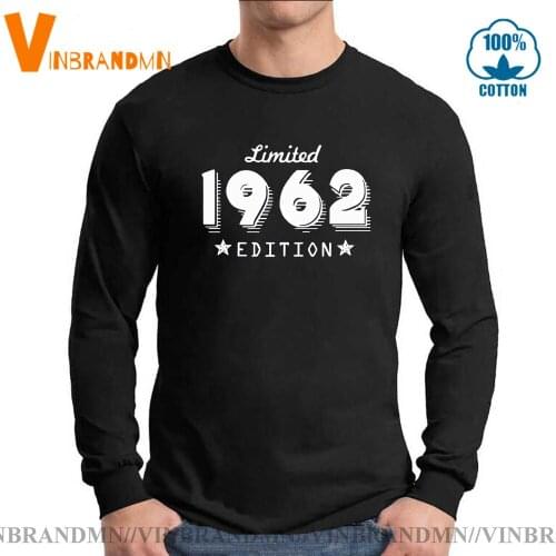 New Fashion Long Sleeves Tee 1962 Limited Edition Gold Design mens Black Cool Casual pride t shirt men Unisex T-shirt