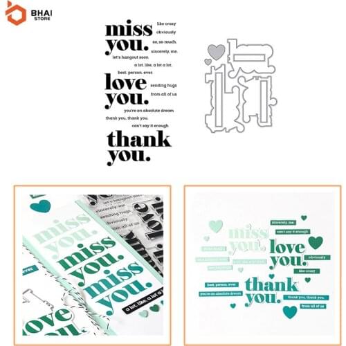 2021 New Miss You Stamps Clear Stamps and Metal Cutting Dies for DIY Scrapbooking Card Making Christmas Decoration Silicone Dies