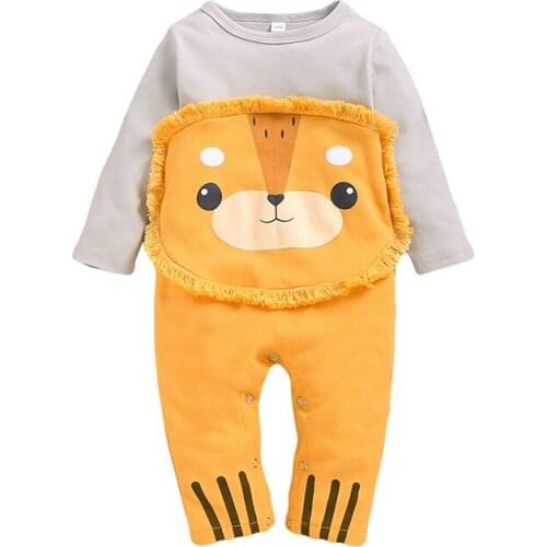 New cute Newborn Clothes Rompers Baby Boys Girls Long-Sleeved Bear Printed Casual Cotton warm autunb winter Jumpsuit