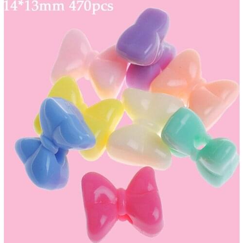 New Pastel Colors Ribbon Knot Bow Acrylic Jewelry Beads DIY Ornament Accessories Plastic Ornament Accessories 14*13mm 470pcs