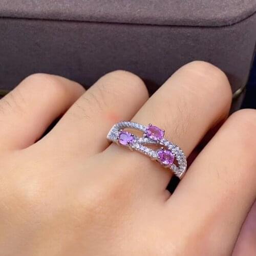 Simple Stylish Personality Natural and Real Sapphire Ring 925 Sterling Silver Fine Jewelry Sapphire Ring