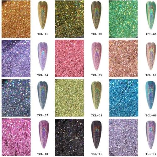12 colors Mirror Nail Powder Glitter Dust for Metal Effect Chrome Nail Art Powder Pigment Nail Art Decorations Powder