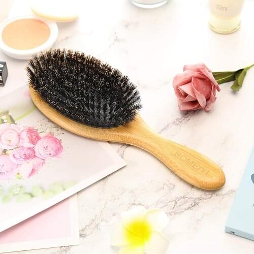 DREWTI Hairbrush Wild Boar Bristle Rubber Air Cushion Brush Bamboo Comb Set Massage Styling Tool