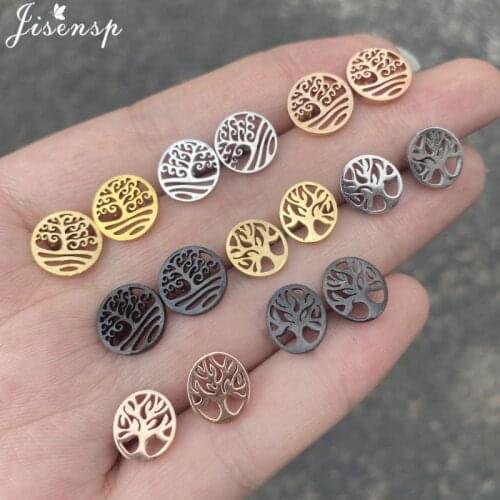 Unique Black Tree of Life Earrings for Women Boho Vintage Botanical Leaf Stud Earring Girls Stainless Steel Piercing Wholesale