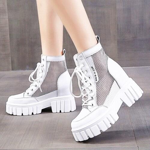 Mesh Martin Boots Summer Womens Sandals Boots Summer New Style Comfortable Womens Mid-tube Thick-soled Lace-up Womens Boots