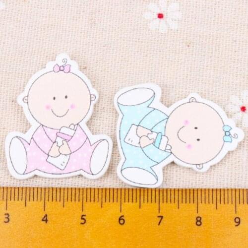 Blue/Pink Lovely Baby Pattern Scrapbooking Craft Embellishment For Handmade Sewing Home Decoration 35x29mm 20pcs XD0318-68X-FD