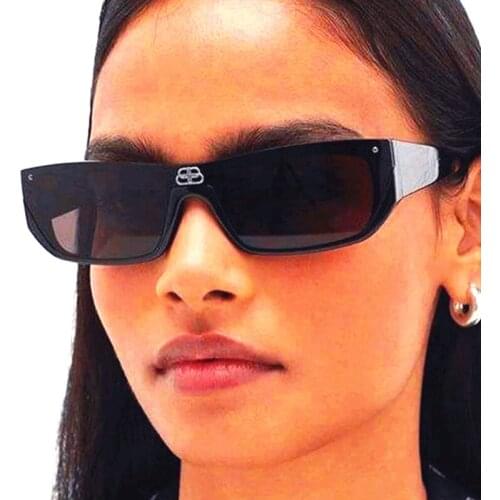 2021 New Punk One Piece Semi-Rimless Sunglasses Women Vintage Pilot Sun Glasses Men Oculos Feminino Lentes Gafas De Sol UV400