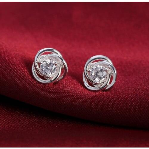 Wedding party 925 Sterling Silver Earrings for Women Street fashion Jewelry birthday Gift Shiny zircon Ear studs