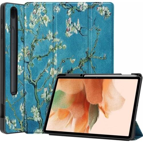 Slim Case for Samsung Galaxy Tab S7 Lite SM-T730 Ultra Tri-Fold Stand Hard Shell Smart Protective Cover for SM-T735 12.4"INCH