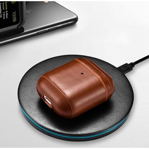 Vintage Genuine Leather Case for Apple AirPods Protective Case Bag for IPhone Earphone Accessories Cover with LED Indicator Hole