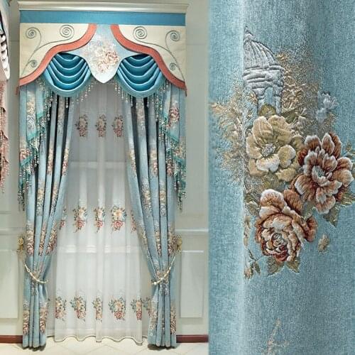 High-Grade European Chenille Atmosphere High-Grade Jacquard Curtains for Living Room Bedroom Morden Valance Chenille Curtains