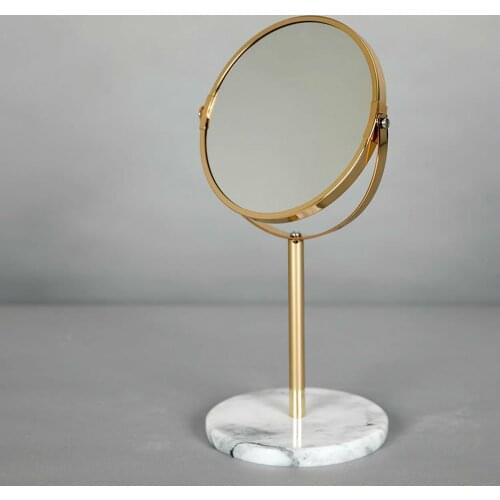 Marble Base Rose Gold Mirror Makeup Vanity Mirror Home Decor Cosmetic Ladies Office Dormitory Desktop Round Mirror WY804