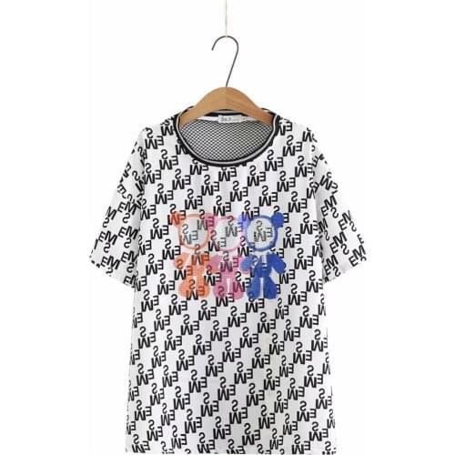 Women Bright diamond letter print back mesh cutout Short Sleeve Shirt O-Neck Top Plus Size Women T-shirt Clothing T Shirts